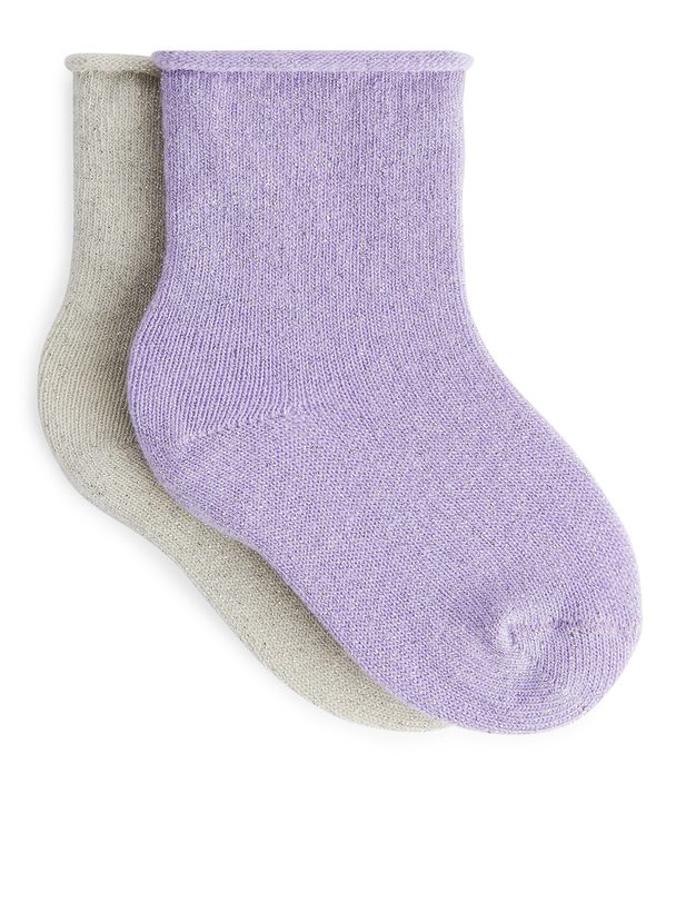 ARKET Glittery Baby Socks, 2 Pairs Purple/silver