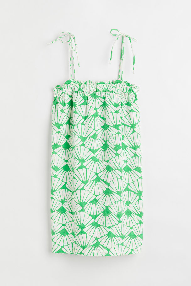 H&M Waffled Jersey Dress Green/shells