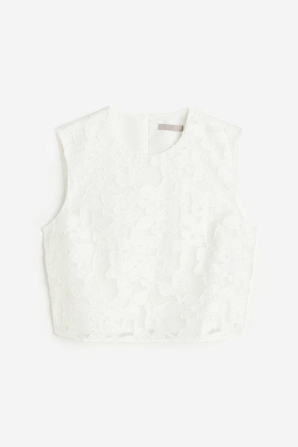 H&M Jacquard-weave Top White