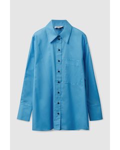 Semi-sheer Oversized Shirt Blue