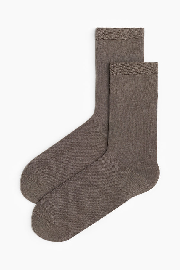 H&M Bamboo-blend Socks Dark Beige