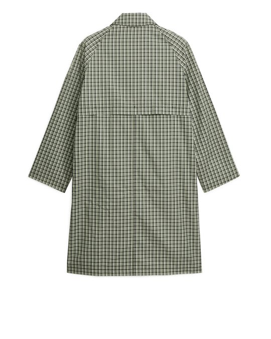 Arket Straight-fit Check Coat Green/checked