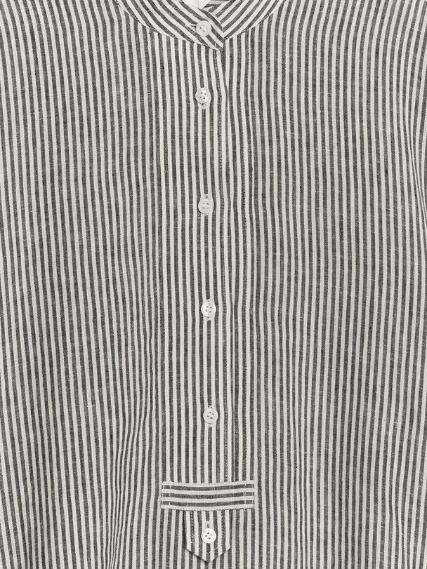 ARKET Schlupfhemd aus Leinen Weiß/Schwarz