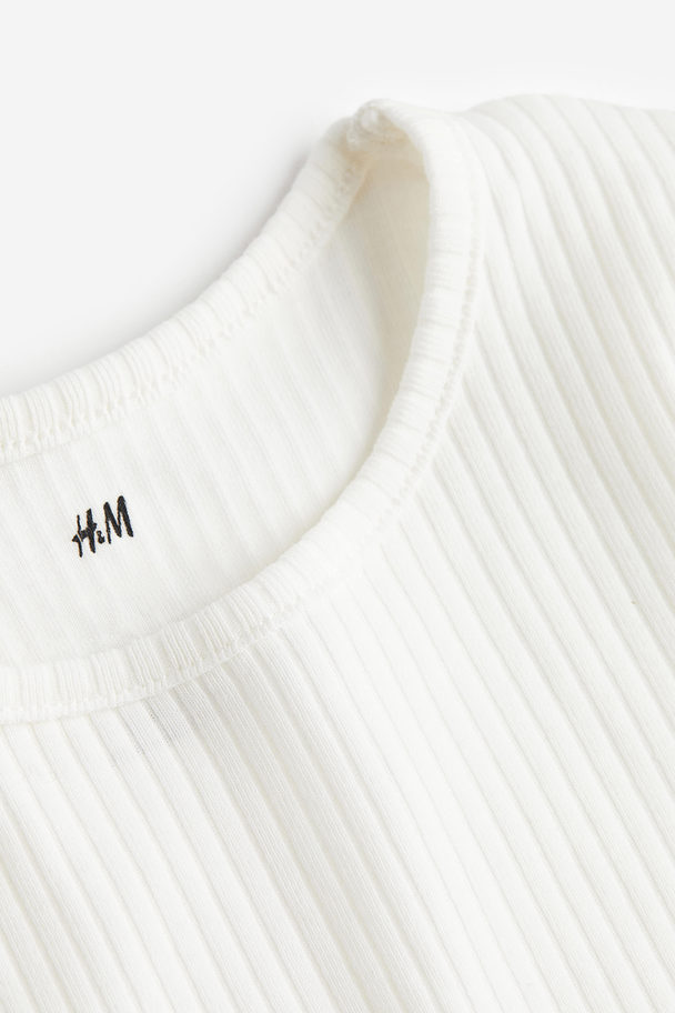 H&M Ribbed Cotton Top White