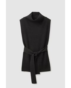 Wool Tabard Knitted Vest Black