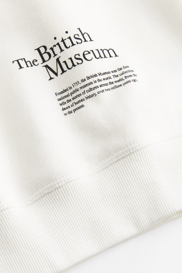 H&M Sweatshirt Med Trykk Cream/the British Museum
