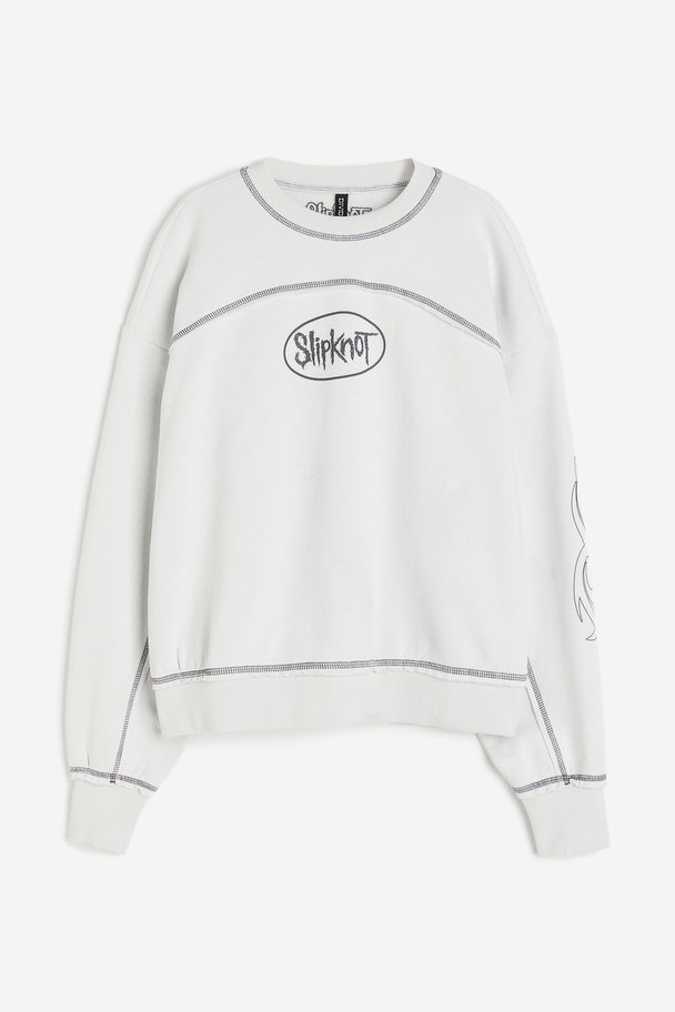 H&M Sweatshirt Med Trykk Lys Grå/slipknot