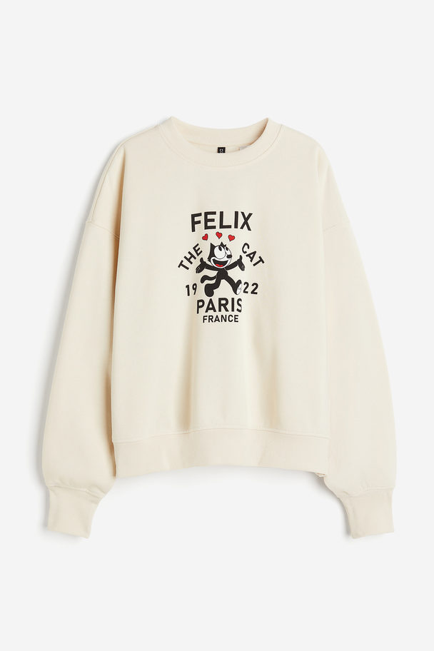 H&M Printed Sweatshirt Light Beige/felix The Cat