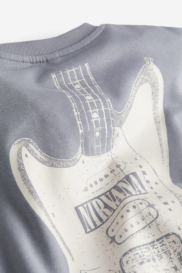 H&M Sweatshirt Med Tryck Grå/nirvana