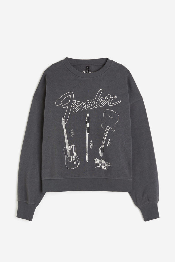 H&M Sweatshirt mit Print Dunkelgrau/Fender