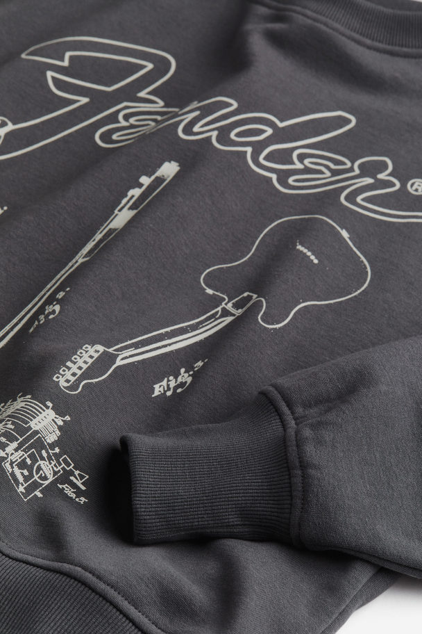 H&M Sweatshirt Med Tryk Mørkegrå/fender