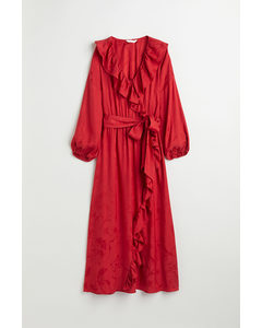 Kleid mit Volants Rot/Geblümt