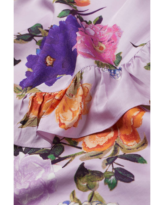 H&M Flounce-trimmed Dress Light Purple/floral