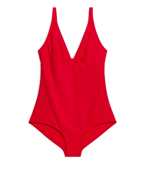 ARKET V-neck Swimsuit Red