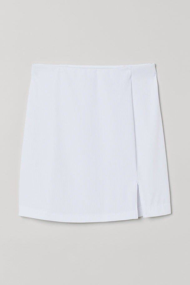 H&M Fitted Jersey Skirt White