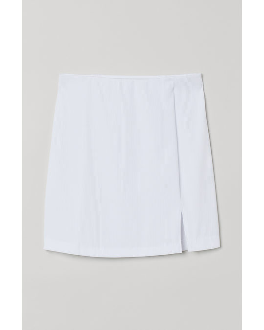 H&M Fitted Jersey Skirt White