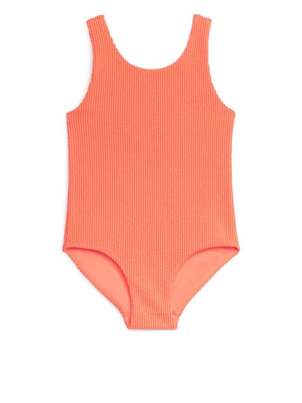 ARKET Seersucker Swimsuit Orange