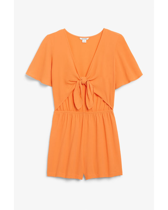 Monki Orange Tie-front Cut-out Playsuit Orange