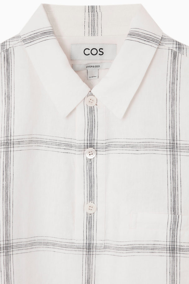 COS Oversized Checked Half-placket Shirt White / Checked