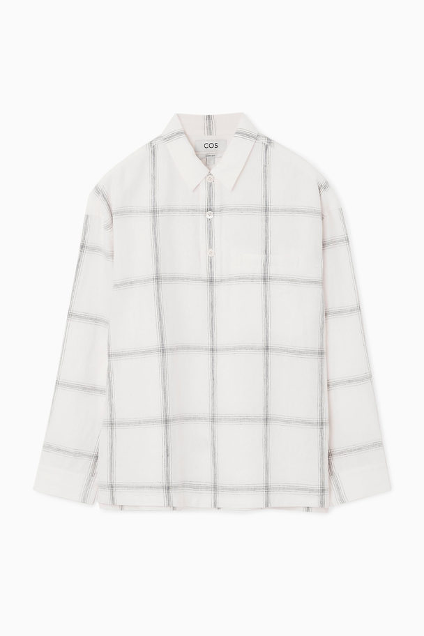 COS Oversized Checked Half-placket Shirt White / Checked