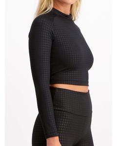 Black Dogtooth Cropped Long Sleeve