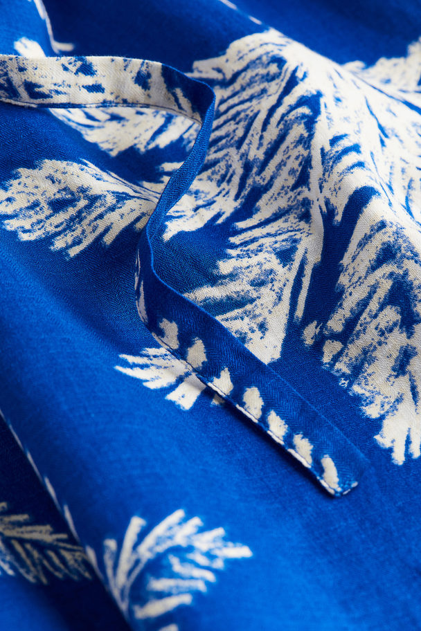 H&M Tie-belt Dress Bright Blue/palm Trees