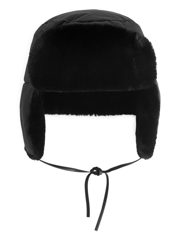 ARKET Faux Fur Trapper Hat Black