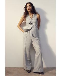 Linen-blend Trousers Light Grey