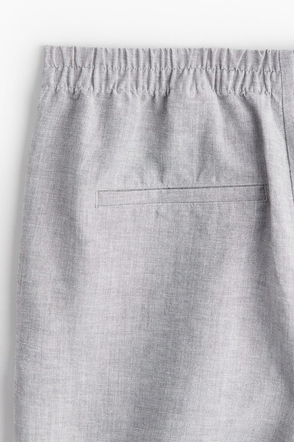 H&M Linen-blend Trousers Light Grey