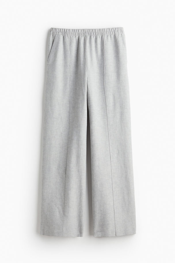 H&M Linen-blend Trousers Light Grey