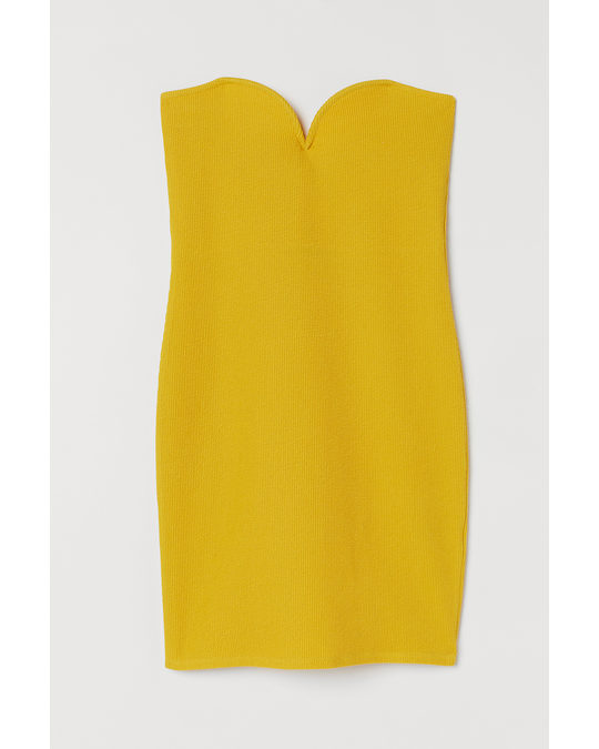 H&M Strapless Dress Yellow