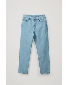 Cropped Straight Jeans Blue