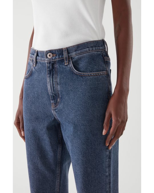 COS Cropped Straight Jeans Mid-blue