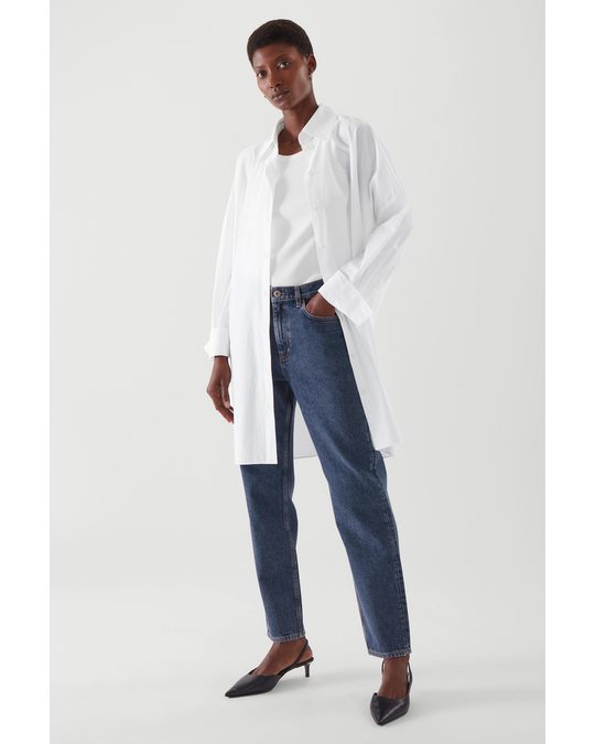 COS Cropped Straight Jeans Mid-blue
