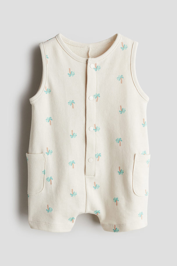 H&M Ärmlös Romper Ljusbeige/palmer