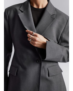 Tailored Wide-shoulder Blazer Grey