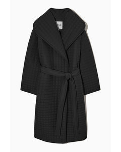 Longline Quilted Liner Coat Black