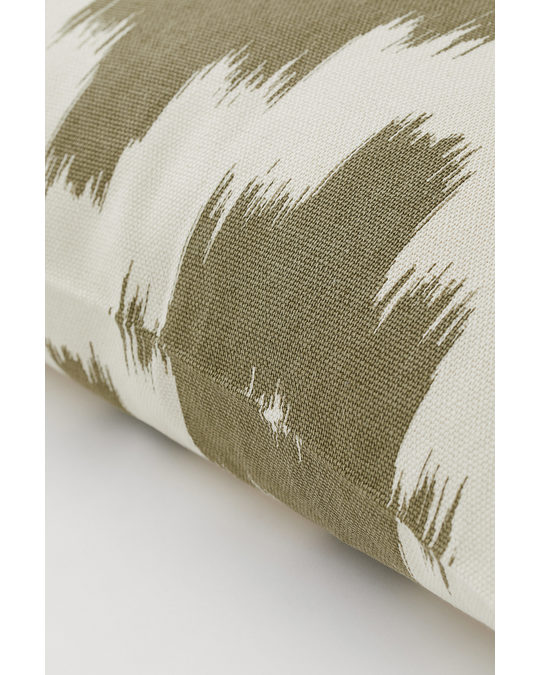 H&M HOME Cotton Canvas Cushion Cover Khaki Green/patterned