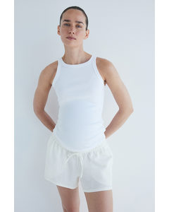 Mama Before & After Cotton Muslin Shorts White