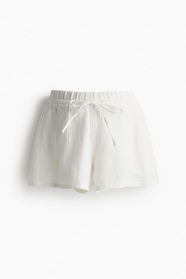 H&M Mama Before & After Cotton Muslin Shorts White