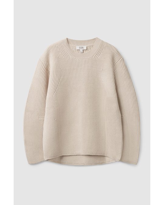 COS Relaxed-fit Ribbed Jumper Cream