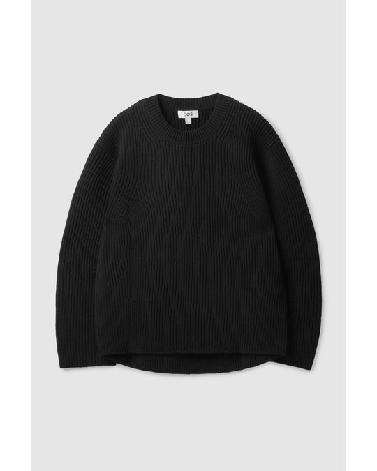 COS Relaxed-fit Ribbed Jumper Black