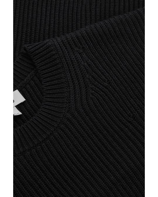 COS Relaxed-fit Ribbed Jumper Black
