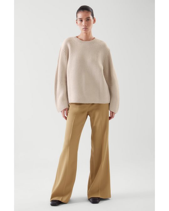COS Relaxed-fit Ribbed Jumper Cream
