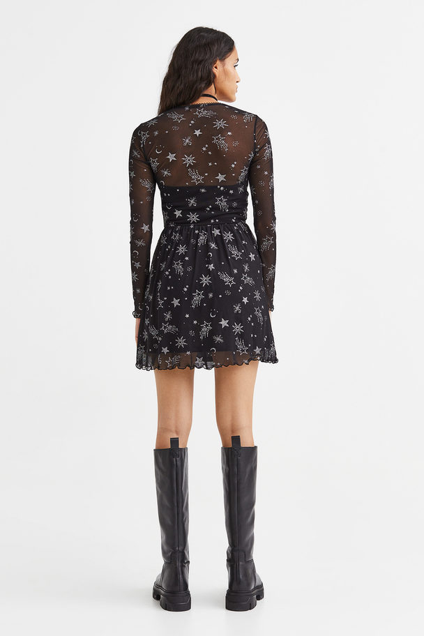 H&M Glittery Mesh Dress Black/stars