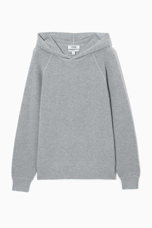 COS Waffle-knit Cashmere-blend Hoodie Grey