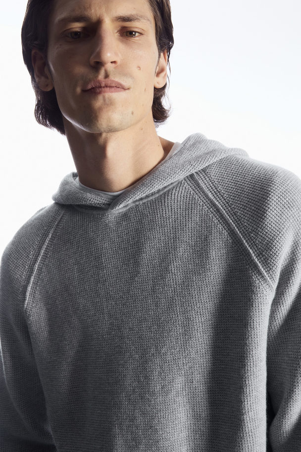 COS Waffle-knit Cashmere-blend Hoodie Grey