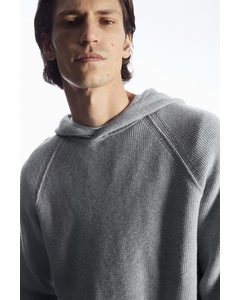 Waffle-knit Cashmere-blend Hoodie Grey