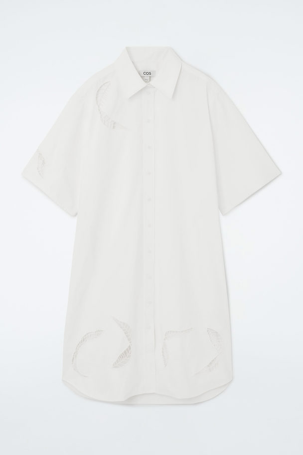 COS Broderie Anglaise Midi Shirt Dress White