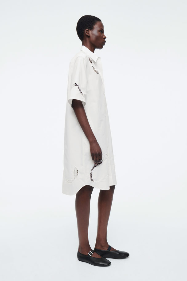COS Broderie Anglaise Midi Shirt Dress White